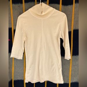 Alabama Chanin white turtle neck short sleeve size L